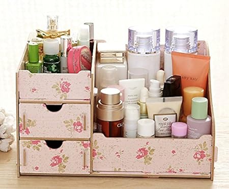 Yakistao Diy Wooden Cosmetic Organizer Makeup Storage Box Multi