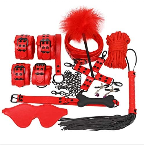 PU Leather Set Toy Suit 10 PCS Soft and Comfortable Plush Kit Special Bundled Set for Him or Her (Red)
