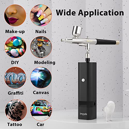 imyyds Airbrush Kit with Compressor, 32PSI High Pressure Cordless