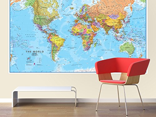 Giant world megamap, huge wall map - paper with front s…
