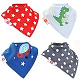 Zippy Fun Bandana Bibs for Babies and Toddlers (Cool Style for Boys) (Pack of 4)