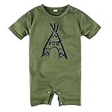 BIG ELEPHANT Baby Boys' 1 Piece Graphic Short Sleeve Romper Pajama Green J39
