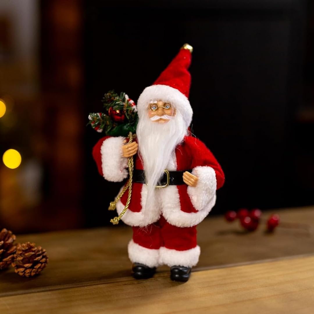 Marco Paul 27cm Santa Claus Christmas Decoration Pendant – Freestanding Santa Xmas Decorations Hanging Santa Bauble – Traditional Red & White Father Christmas Decoration for Tree Baubles & Gifts