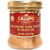 CALLIPO Solid Light Tuna in Olive Oil in a glass Jar - 6 oz (170 g) (Pack of 6)