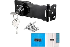 Keyed Hasp Latch Lock, 1 Pack Twist Knob Keyed Locking Haps for Cabinets Small Doors, Black Safety Hasp Latch with Keys（4 Inc