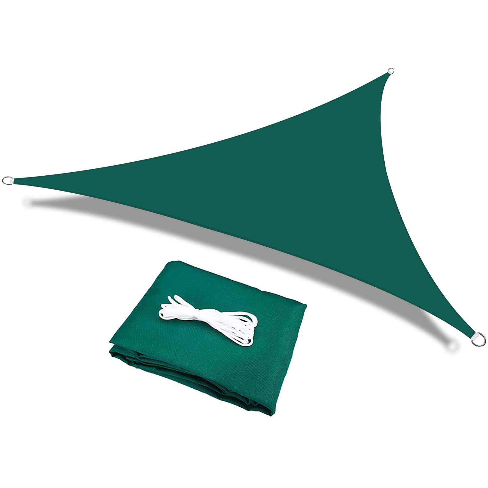 HEYOMART Sun Shade Sail Waterproof Outdoor Garden Patio Party Sunscreen Awning 3.6x3.6x3.6m Triangle Canopy 98% UV Block with Free Rope, Green
