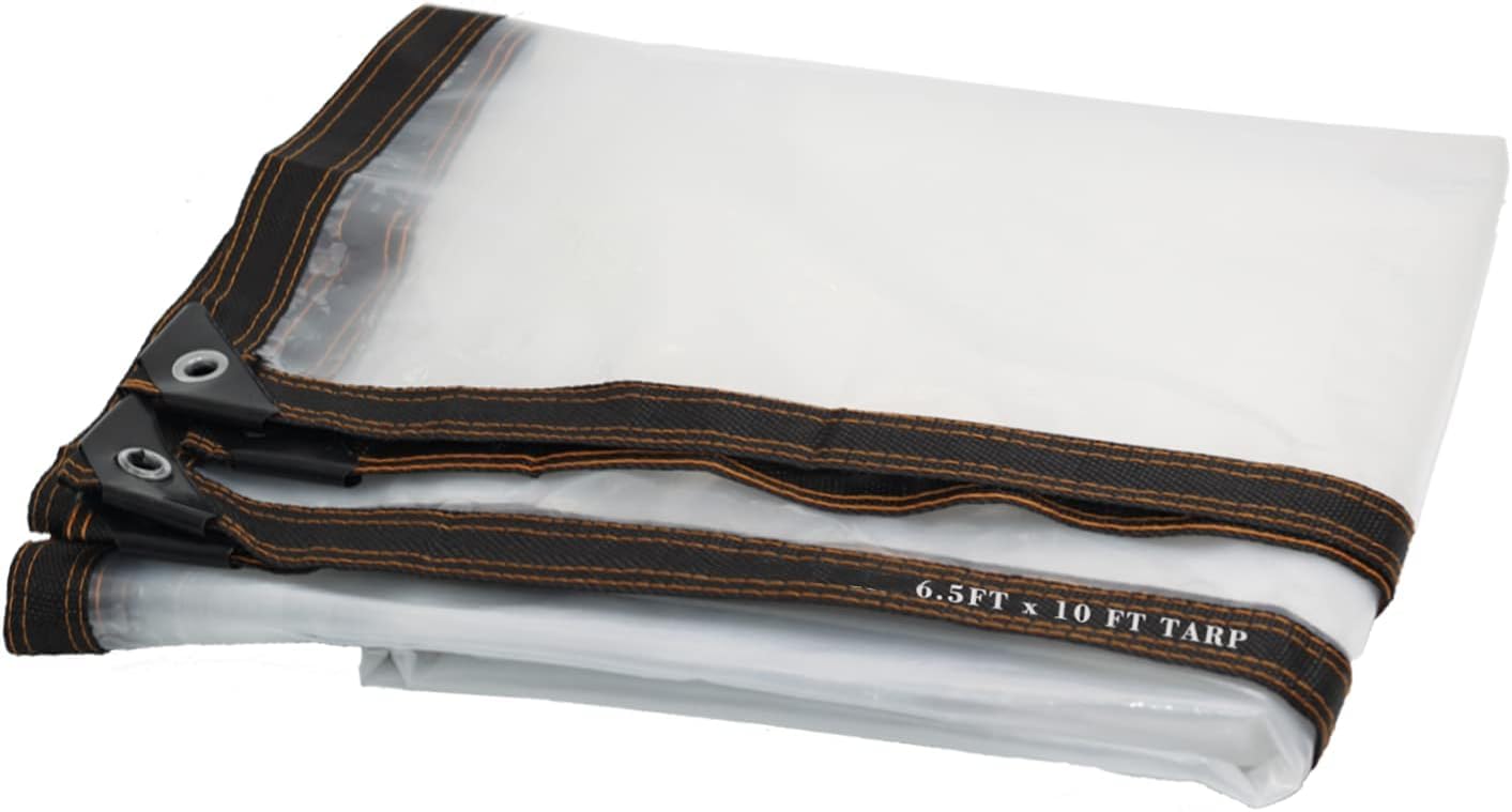 WOWLED 2m x 3m Clear Tarp 6.5ft×10ft Waterproof Plastic Tarpaulin Cover 10 mil With Grommets for Garden Patio Lawn Plants Greenhouse or Pet Hutch Roof — image 1