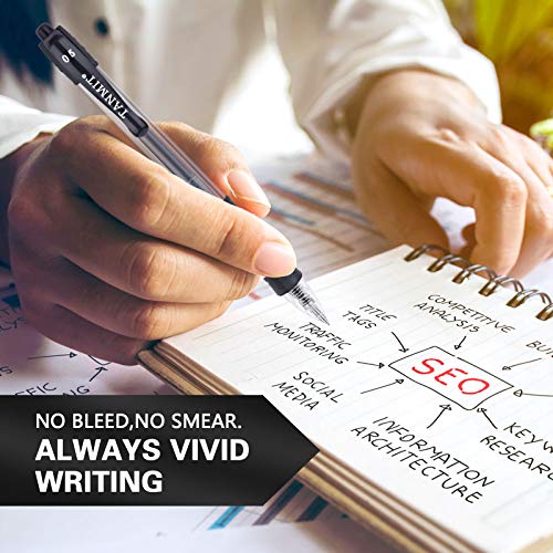 Black Gel Pens, Tanmit Retractable Roll Ball Gel Pen, 30 Black Pens Fine Point With Comfortable Grips for Smooth Writing