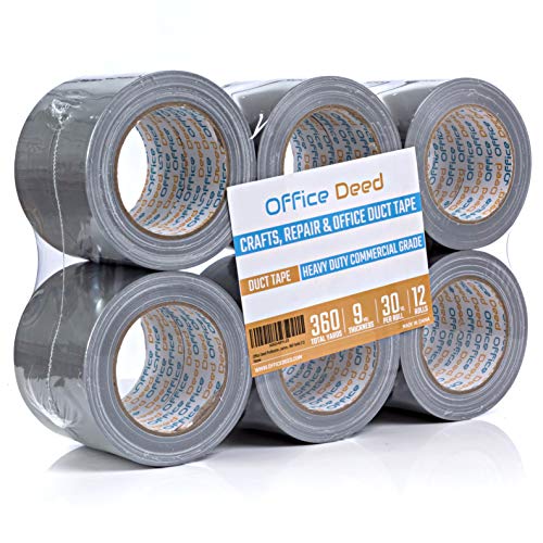 Duct Tape Heavy Duty Waterproof 12Roll Multi Pack, Grey Color, 2 inch