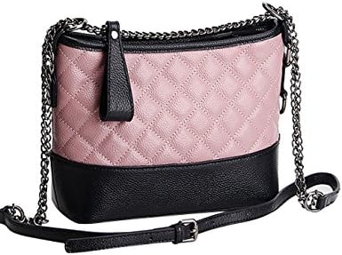 CUKKE Womens Genuine Leather Cross-body Bag Pink