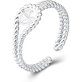 LGSY Sterling Silver Twisted Rope Design Adjustable Rings for Women, Design Ring Mounts Fittings with Pearl Seat for DIY Jewelry Making