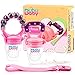 Bububaby Baby Feeder for Fruit & Fresh Food / Silicone Teething Toys/ Feeding Pacifiers for Boys and Girls, Rattle, Extra Teats and Pacifier Clip Holder, 2 Pack (Pinky Purple)
