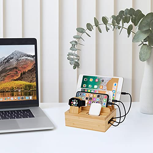 Bamboo Charging Station for Multiple Devices of Universal Cell Phones