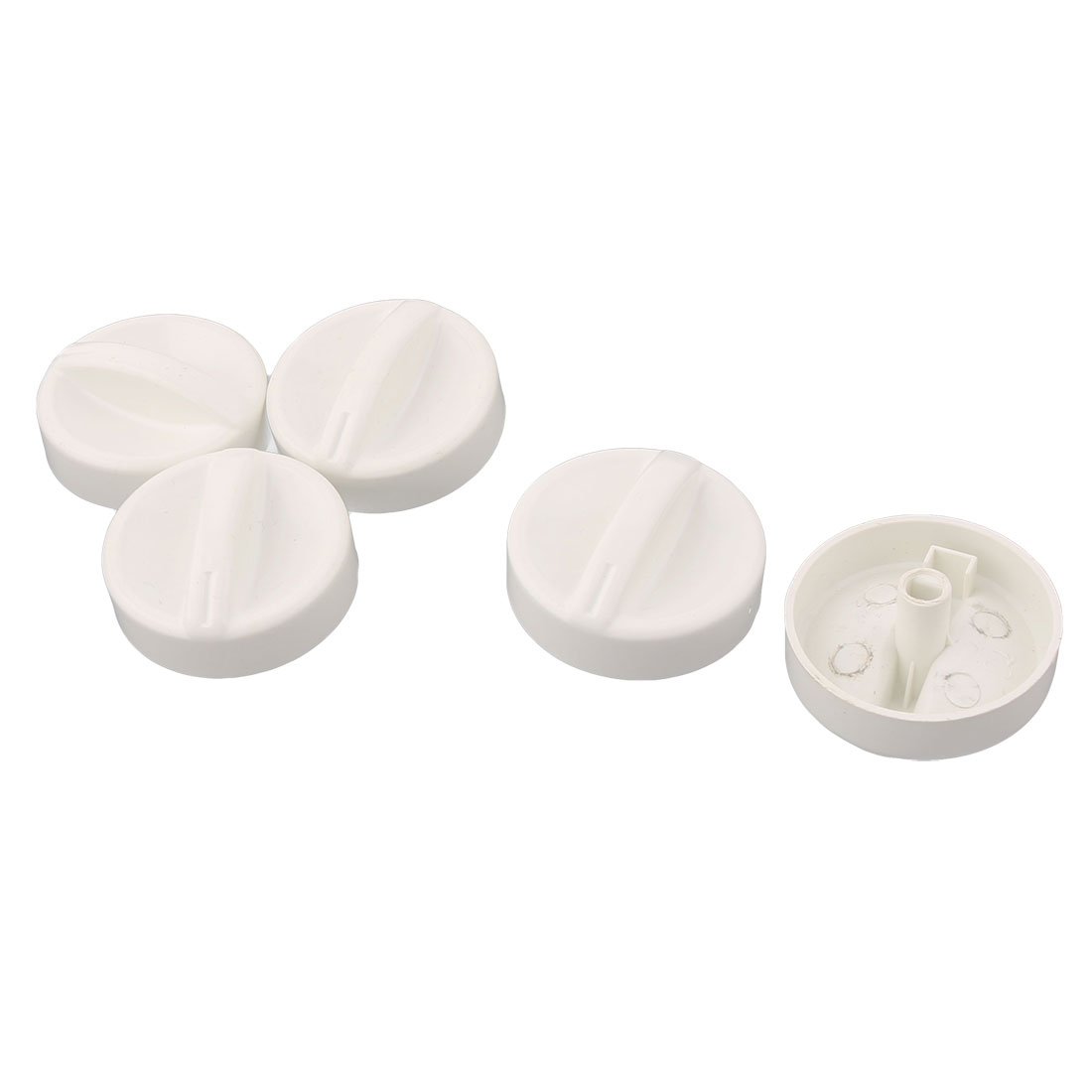 sourcingmap 6mm Dia. D Type Home Plastic Grip Switch Turning Cap Potentiometer Volume Control Knob White 5pcs