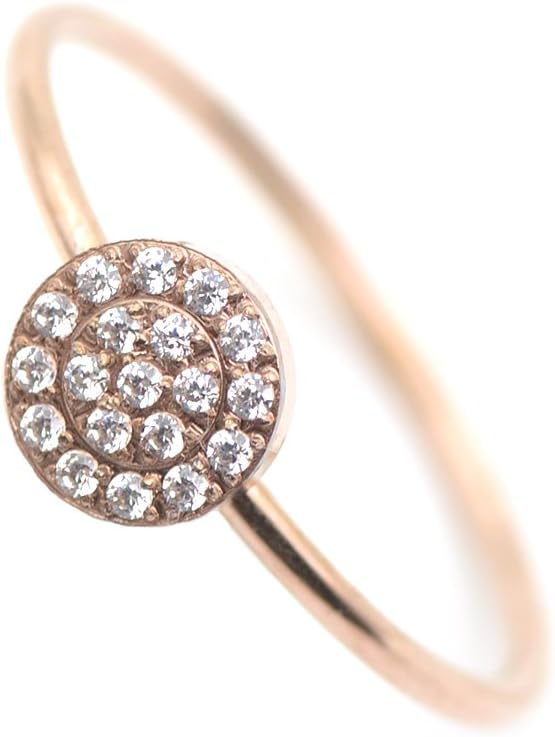 Lemon Grass 14K Rose Gold Plated Minimalist CZ Simulated Diamond Stacking Circle Disc Stackable Ring