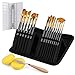 Artist Paint Brush Set, VIPITH 15 Pieces Nylon Hair Brushes for Watercolour, Oil and Acrylic, Professional Painting Brush with Holder, Paint Palette Box, Painting Knife and 2 Pieces Watercolor Sponges