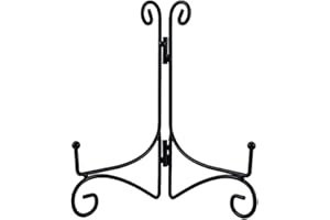 SVENJBB Black Iron Plate Stand, 10 Inch Plate Holder for Display, Small Metal Plate Display Stands for Cookbook, Picture Frame, Photo, Decorative Plates (10 Inch, 1 Pack)
