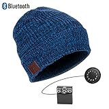 Zibaar Bluetooth Beanie Bluetooth Hat Bluetooth Beanie Hat Wireless Headphone Beanie Hat, Beanie Headphone with Removable Bluetooth V4.1 Stereo Bluetooth Headphone, Hands Free Talking-Unisex Mix Blue