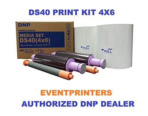 DS40 4x6" Print Pack for use with DNP DS40 printer (800 total prints). Paper & Ribbon media kit. COMES WITH FREE SAMPLES OF OUR BEST SELLING PHOTO FOLDERS (EVENTPRINTERS BRAND).