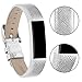 Vancle Fitbit Alta (HR) Band / Fitbit Alta HR 2017 Leather Wristband Adjustable Replacement Accessories Strap with Buckle for Fit bit Alta (Silver)