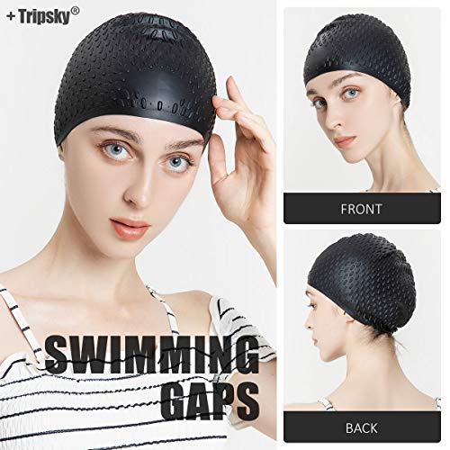 Tripsky Silicone Swim Bathing Cap Ideal for Curly Short