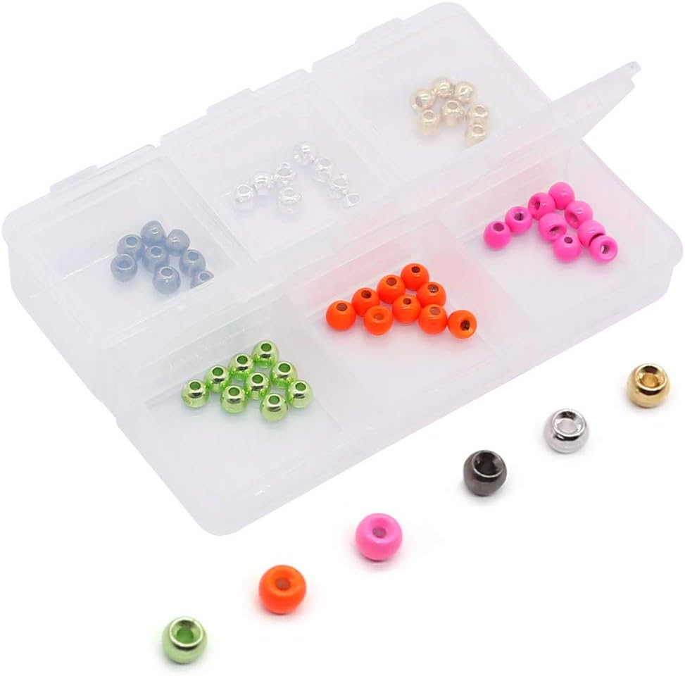 XFISHMAN Tungsten-Fly-Tying-Beads-Heads-Assortment Fly Tying Materials Nymph for Fly Fishing Tungsten Beads 60 Pack : Sports & Outdoors