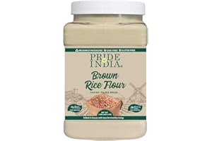 Pride of India- Brown Rice Flour 1 lbs (454 gm) Slightly Nutty Earthy Taste Milled in Small Batches | Ideal for Cakes Soups N