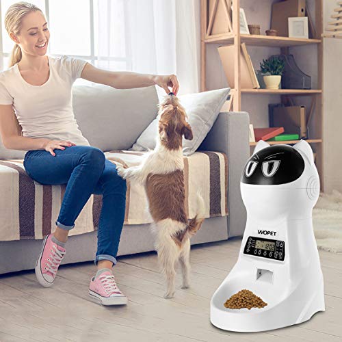 WOpet Pet Feeder,Automatic Cat Feeder Pet Food Dispenser Feeder Medium Large Cat Dog--4 Meal, Voice Recorder Timer Programmable,Portion Control (White) - Thumbnail 2