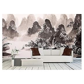 Chinese Landscape Watercolor Painting - Removable Wall Mural | Self-Adhesive Large Wallpaper - 66x96 inches