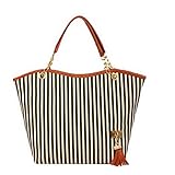 Meet Color Stylish Stripe Top Handle Large Roomy Shoulder Handbags Tote Bags