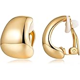 MUYAN Dainty Chunky Clip On Earrings for Women Multiple Styles Gold Silver Retro Clip Earrings