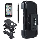 iPhone 5C Case, ULAK Hybrid Case Cover for Apple iPhone 5C Hard Inner Case + TPR Wrap Case + Belt Clip Holster(Black)