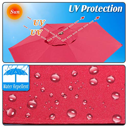 Strong Camel 6.5FT Outdoor Patio Umbrella Table Sunshade Market Umbrella with Crank (Burgundy)