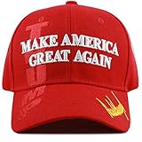 THE HAT DEPOT Exclusive 45th President Trump Make America Great Again 3D Cap (Red-Flag)