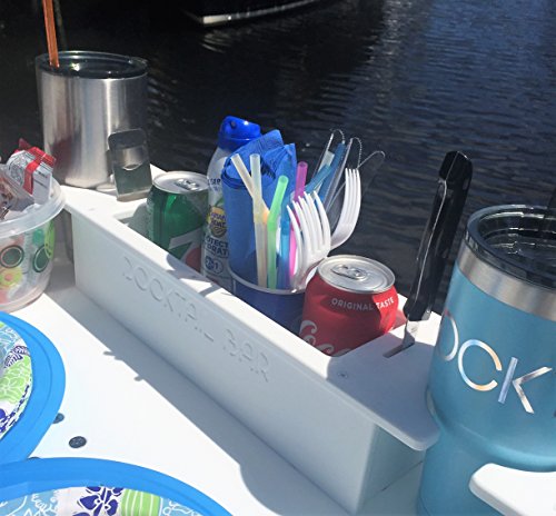 Boat-Utility-Table-with-Cup-Holders-and-Storage-Mounts-in-Rod-Holders-Package-Includes-Fully-Adjustable-Rod-Holder-Mount-Perfect-Boat-Marine-Grill-Accessory-Portable-By-Docktail-Bar