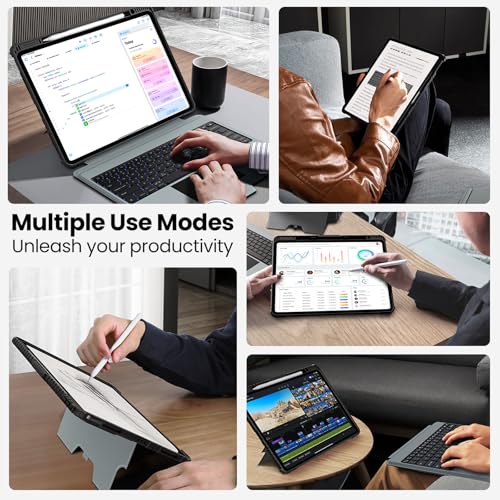 Nillkin iPad Pro 11 inch Case with Keyboard (M5 2025/M4 2024), Magic Trackpad, 7 Colors Backlit, Portrait/Landscape Modes, Detachable & Rugged iPad Keyboard Case for iPad Pro 11” 5th Generation, Black