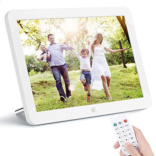 8 Inch Digital Photo Frame, NAPATEK Digital Picture Frame 1280×800 IPS Display Electronic Picture Frame 1080P HD Video Playback with USB SD Port Music Calendar Alarm Remote Control -White