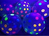 Blacklight Party Balloons - Clear Balloons with Polka Dots that Glow in the Dark under Blacklight - 25 Pack of 11 inch Clear Latex Balloons with Neon Flourescent Polka Dots