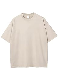 Flygo Men's Oversized T-Shirts Vintage Heavy Cotton