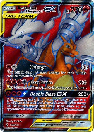 Reshiram & Charizard Tag Team GX - 194/214 - Full Art Ultra Rare - Unbroken Bonds