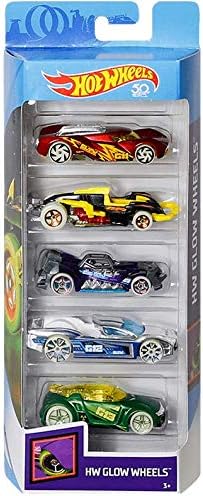 HW Hot Wheels Glow Wheels 5-Pack 