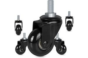 8T8 2" Office Chair Caster Wheels Replacement for Carpet, Heavy Duty Rubber Chair Wheels with Threaded Stem 3/8''-16x1, Quiet and Smooth Rolling for Hardwood Floors - Set of 5