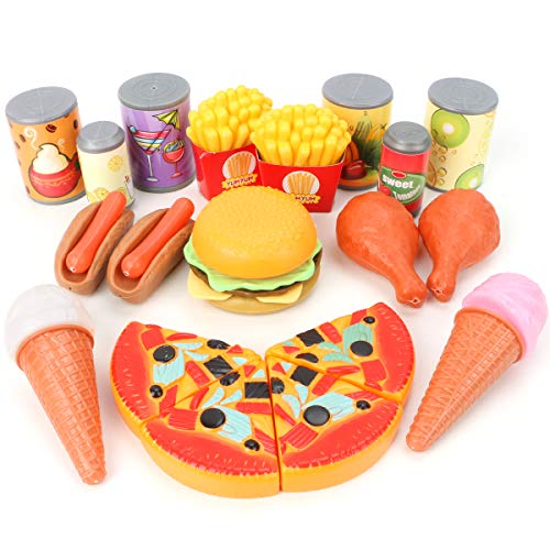 image for WOSTOO Play Food Set, 139 Pieces Play Kitchen Set for Kids, Pretend Fo