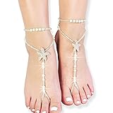 Fine Lady Beaded Beach Wedding Barefoot Sandals,Bridal Bangle Wedding Bangles,Pool Party Accessories One Size by Abandon Girl