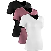 CADMUS 3/4/5 Pack Women's Compression Shirt Running Athletic T-Shirts Workout Tops Baselayer Short Sleeve Yoga Gym Sports
