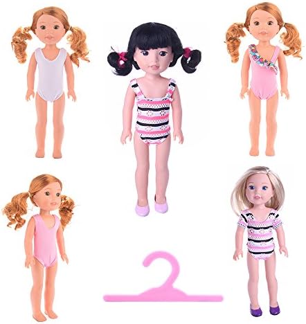 MSDS Doll Clothes for American Girl Dolls Swimsuit:- 5set for 14.5 inch Wellie Wisher Dolls
