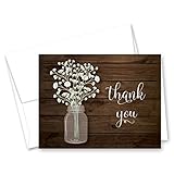 MyExpression.com 50 Baby Breath in Mason Jar Wedding Thank You Cards + Envelopes