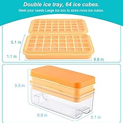 Burfocus Ice Cube Tray for Freezer With Lid and Bin
