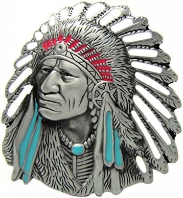 TAKELA Old West Indian Warrior Chief Belt Buckle