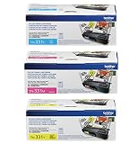 Brother Genuine TN331C, TN331M, TN331Y Color Laser Cyan, Magenta and Yellow Toner Cartridge Set